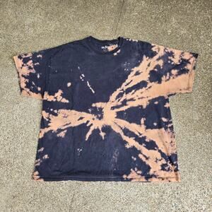 Vtg Y2k GILDAN Acid Wash Bleach Distressed Baggy Heavyweight Tee Shirt Black XL